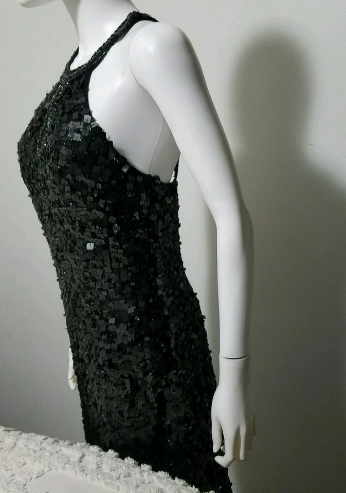 Vestido para mujer Sue Wong negro lentejuelas cuentas graduación talla 8 ocasión especial cóctel  Foto 4 de 4