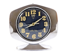 Vintage Diamond Shanghai Chinese Alarm Clock, Chrome, Blue Luminous Dial