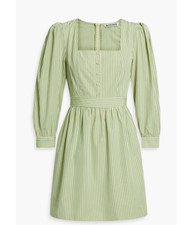 NWOT Walter Baker Sadie Gathered Striped Poplin Mini Dress Sz 0 /Green & Yellow