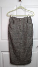 VTG 80s Ann Taylor Tweed Straight Midi Skirt Brown Multicolor Threads Lined 2/4