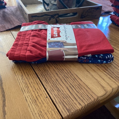 Levi's Youth Girls 2 Pack Shorts Gray/Navy Patriotic Logo MSRP $36 Size 14/16 - Picture 6 of 7