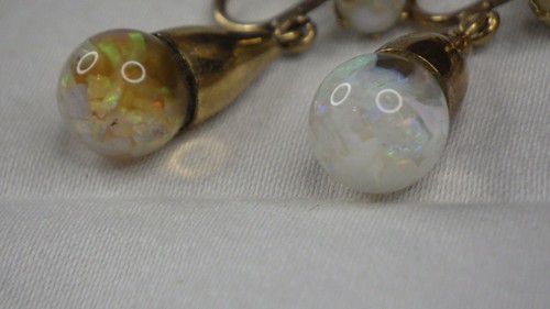 Vintage 1/20 12K GF 1950's Earrings Screwback Floating Opal Snowglobes Pearls - Bild 9 von 11