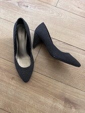Marks & Spencer Navy Polka Dot Cone Heel Spotted Court Shoes Insolia size 5 1/2