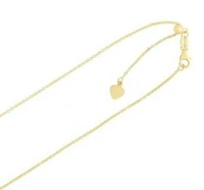 1mm Polished Adjustable Cable Chain Real 14K Yellow Gold 22" 1.8 grams