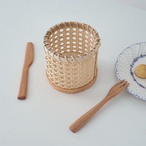 Rattan Chopsticks Storage Handmade Spoon Organizer Holder Pencils Organizatidn - Picture 8 of 15