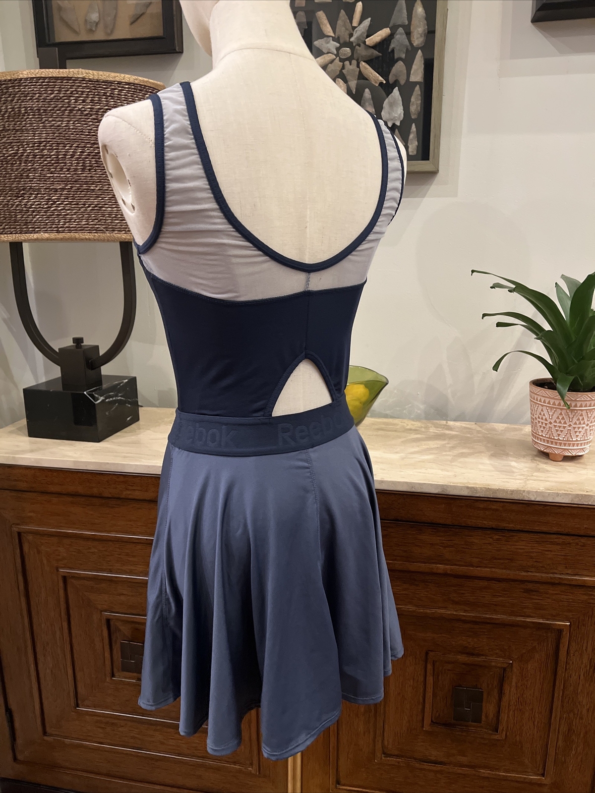 Reebok Tennis Golf For And Flare Athletic Leisure Dress Blue Mesh Sleeveless