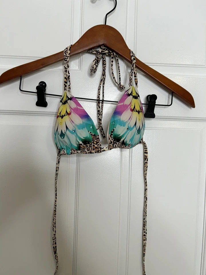 Top de bikini triángulo estampado animal floral de leopardo Sauvage para mujer talla S $115 Foto 2 de 4