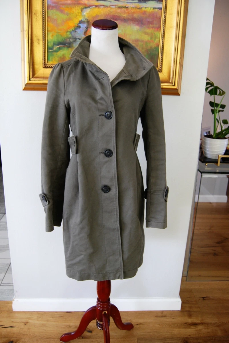 COMPTOIR DES COTONNIERS Grey Funnel Neck Trench Coat Size 36 eBay