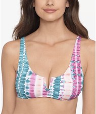 Salt  Cove Juniors' Sun-Washed Stripe V-Wire Bralette Bikini Top, XS