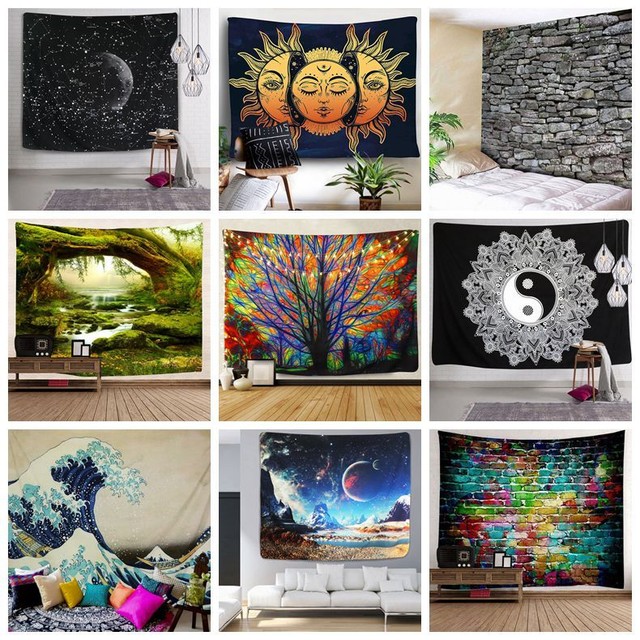 Us Stock Hippie Psychedlic Tapestry Room Wall Hanging Mandala Tapestry Decor