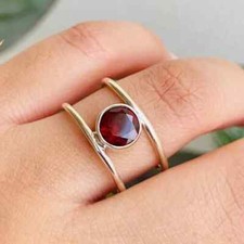 Garnet 925 Sterling Silver Band Statement Ring Handmade Ring All Size-U-138