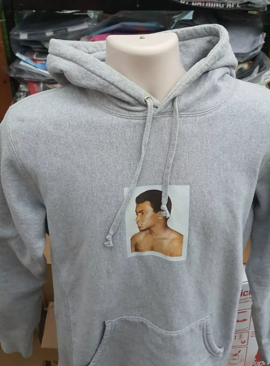 Sweat à capuche gris SS16 Supreme AliWarhol M Medium Muhammad Ali Rare 