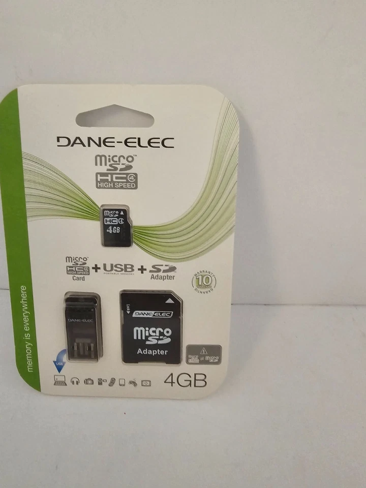 NEW 2 Pack Dane Elec 4GB Micro SDHC Memory Cards +SD Adapter +USB Drive adapter - Image 2 of 3