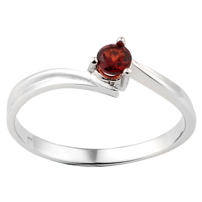 3.5mm Real Red Garnet Ring 925 Sterling Silver Slim Band Classic Jewelry