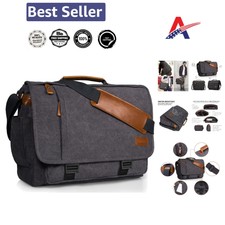 Water-Resistant Messenger Bag for 17-17.3" Laptop Grey Stylish Work Companion