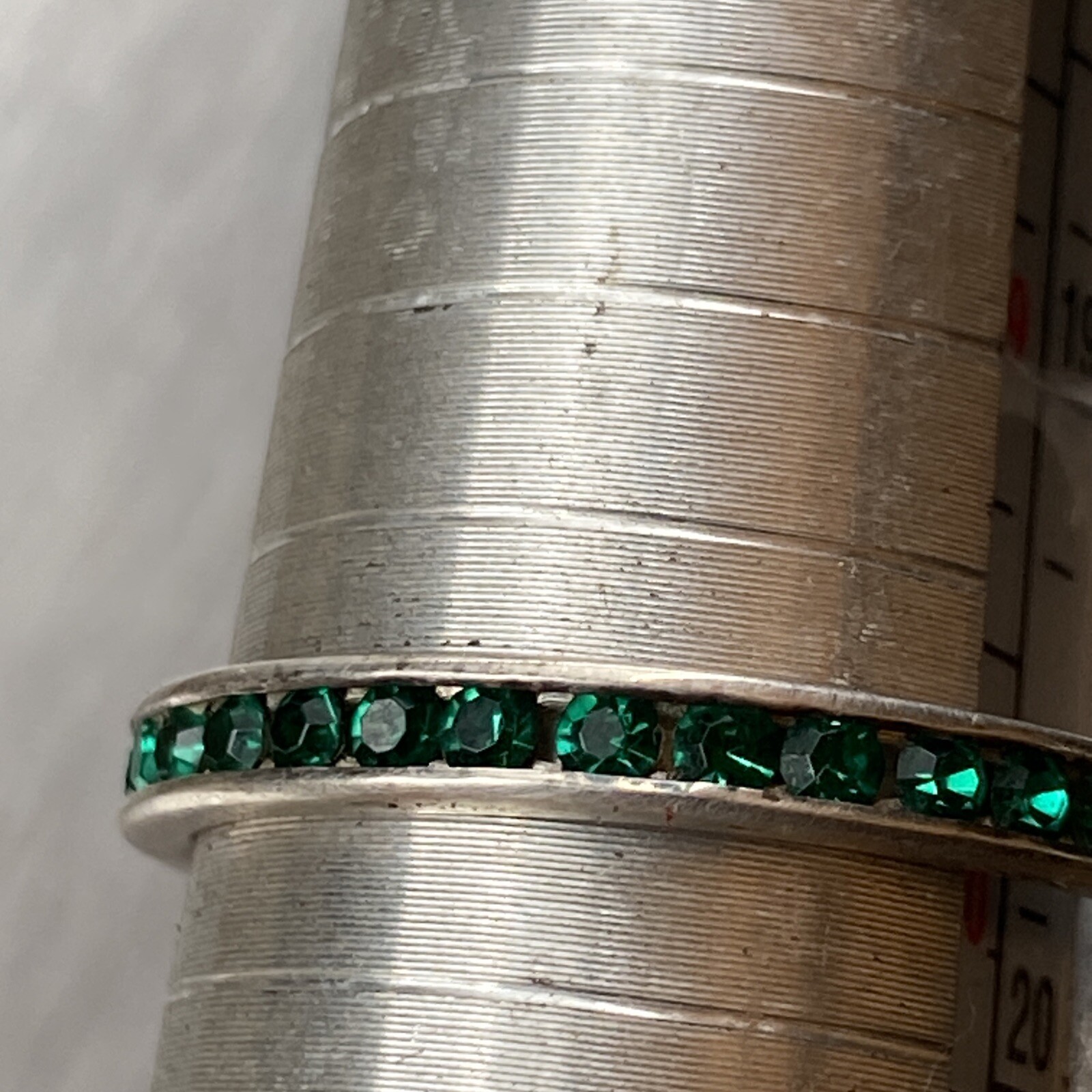 Sterling Silver Round Emerald Stackable Wedding B… - image 7