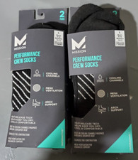 Mission Performance Crew Socks - Large Mens 8-12 Womans 10-13 BUNDLE