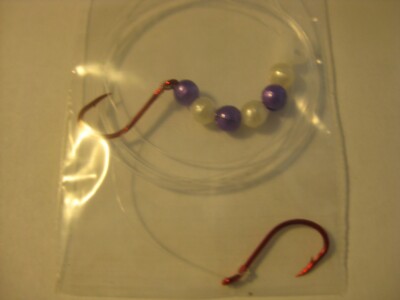  Walleye 2 Hook Quick Change Crawler Harness (Purple And White Beads)