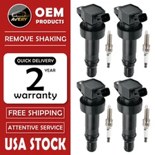 4X Ignition Coil + 4X Spark Plug For Kia Rio Soul Hyundai Accent Veloster UF652