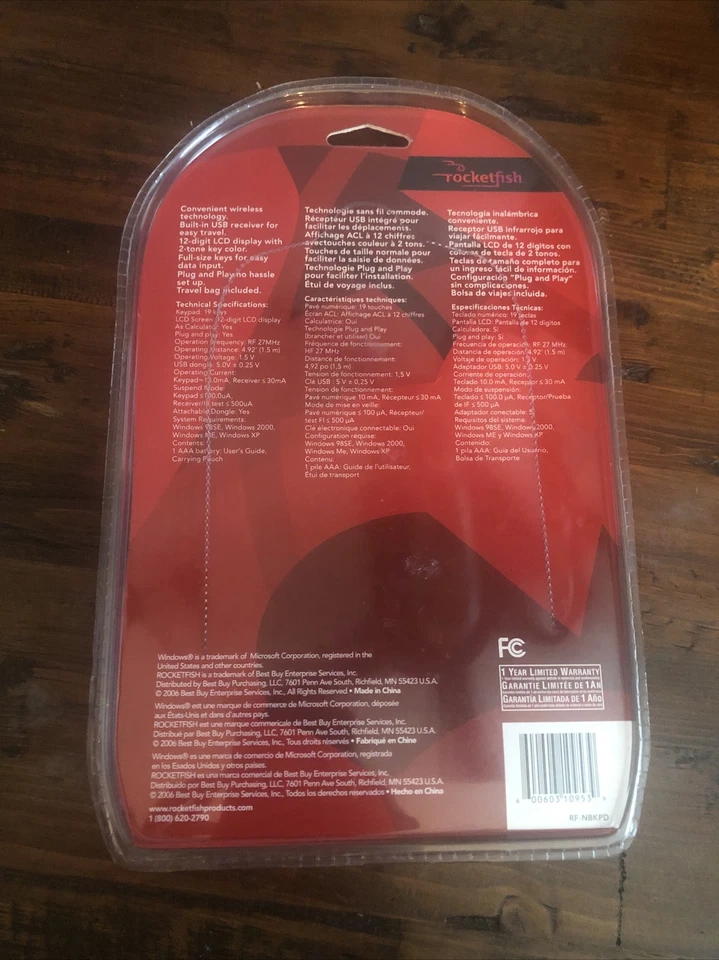 Rocketfish RF-NBKPD Wireless Numeric Keypad for Notebooks!! Brand New Sealed - Image 3 of 3
