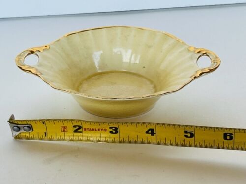 Royal Winton Grimwades England Two Handle Bowl Dish Canada gold crest  signed vtg