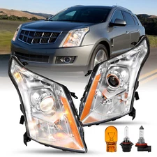 Fit For 2010-2016 Cadillac SRX Halogen Projector Headlights Chrome w/ Bulbs Pair