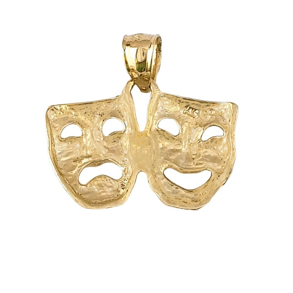 14k Yellow Gold Laugh Now, Cry Later Drama Mask Pendant Charm