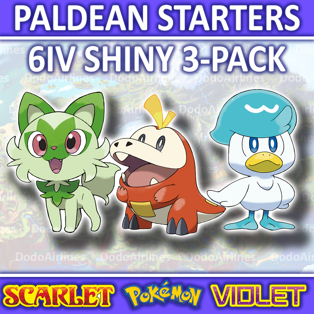 Pokémon Scarlet & Violet all 3 SHINY Starters 6IV + all Evolutions