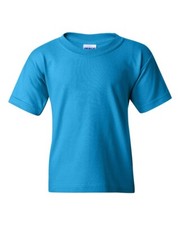 Gildan Youth Heavy Cotton Tee Crew Round Neck Plain Solid T-Shirt Sapphire S 6-