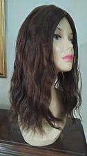 HUMAN BRAZILIAN HAIR SILK TOP KOSHER TOPPER AUBURN 18" LONG