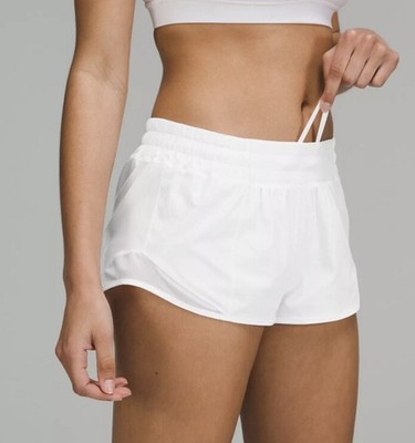 Lululemon Hotty Hot HR Lined Shorts 2.5'' Size 4 White Lined Gym Studio Run