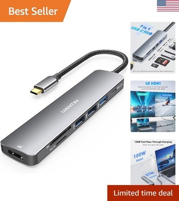 USB C Hub 7 in 1 Multiport Adapter with 4K HDMI Dongle, 100W PD, SD/TF Card R...