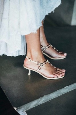 CULT GAIA Caitlyn embellished leather sandals Sz 35.5