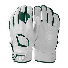 Evoshield Standout Adult Baseball/Softball Batting Gloves, White/Dark Green, XXL