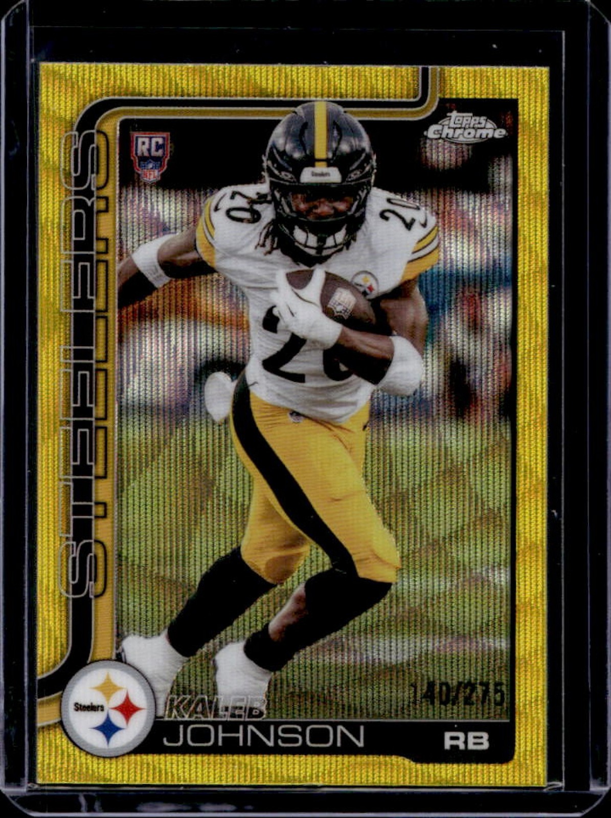 2025 Topps Chrome Kaleb Johnson Rookie RC Yellow Wave Refractor #/275 #323