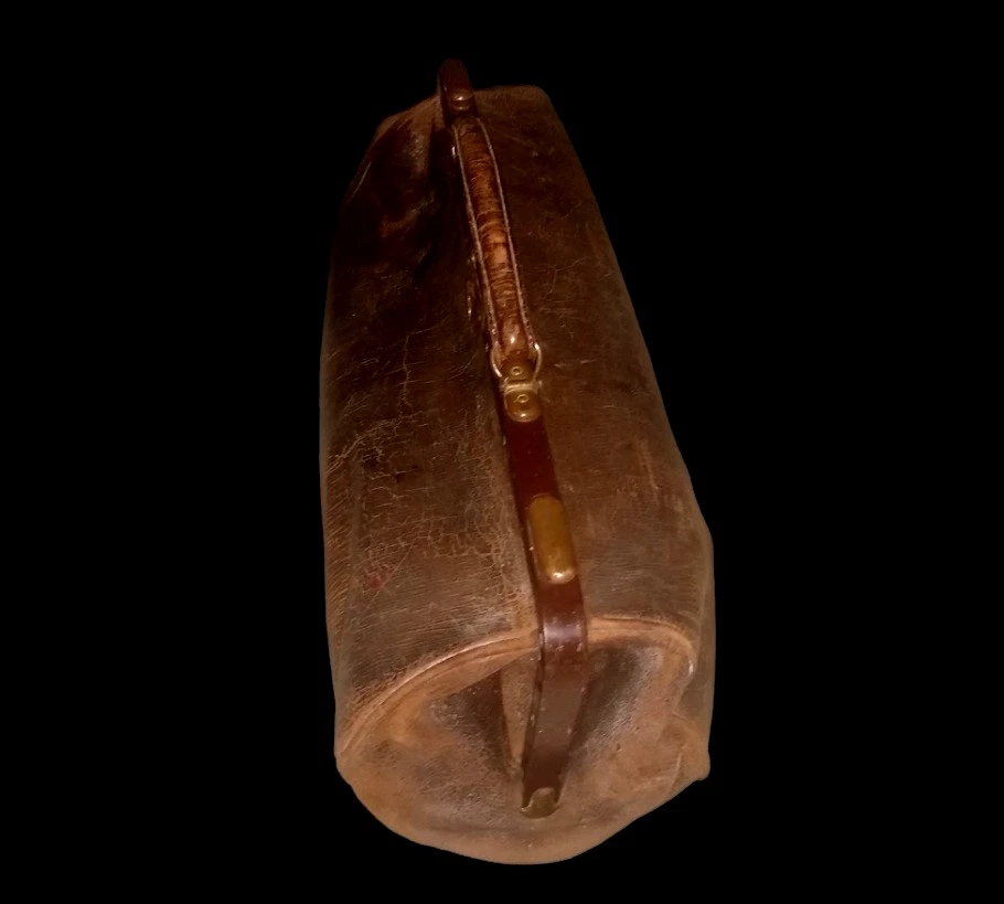 Hebammentasche Hebammenkoffer Arzttasche Arztkoffer Leder Antik Jugendstil - Bild 4 von 4