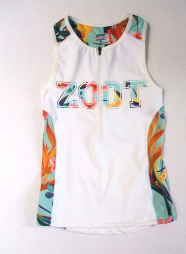 ZOOT Triathlon Cycling Jersey Top Women M Ltd Aero 83 Tropical Print Sleeveless