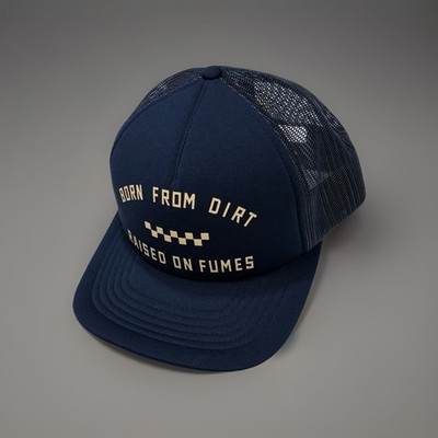 Fox Racing Trucker Hat Snapback Navy Born From Dirt Raised On Fumes OSFA