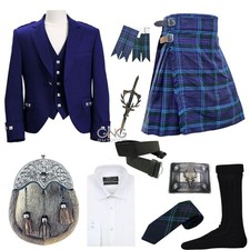 Completo Kilt Tradizionale Da Sposa In Lana Blu Argyle Da Uomo Scozzese