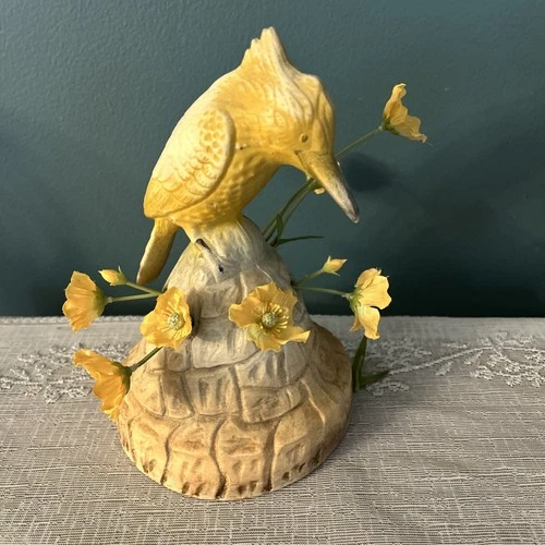 ESTATE Vintage Weller ?  Pottery Kingfisher Flower Frog 8"