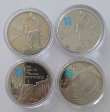 2009 2010 London Olympics Five pound Coins, churchill coloured 4 coins