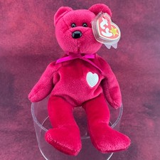 TY VALENTINA RED BEAR BEANIE BABY WITH TAG ERRORS 1998/1999 HOLOGRAM 8,5in