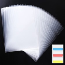 100 Pack Clear Document Plastic Folder L Type Paper Sleeves Folders for Office