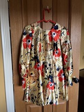 Designer Coz Poeme 1960s Vintage Mini Golden Dress Floral Print, Size Small