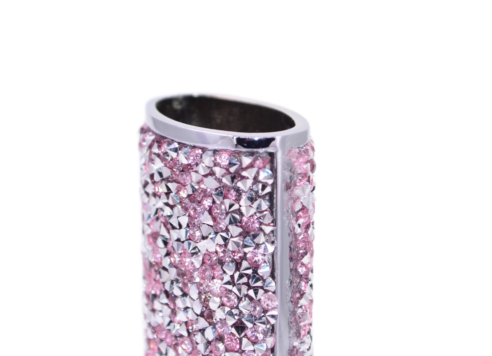 2 (Two) Beautiful Silver Lighter Cover Sleeves with Pink Stones and Silver Flake
