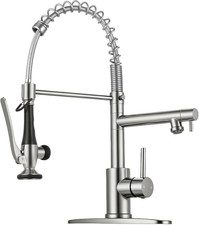 Kitchen Faucet with Pull Down Sprayer - Brushed Nickel Single Handle Commercial