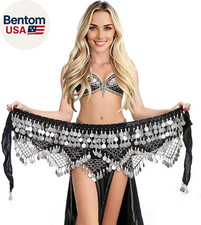 Women'S Belly Dance Hip Scarves Performing Glittering Sequined Coins Velvet 320