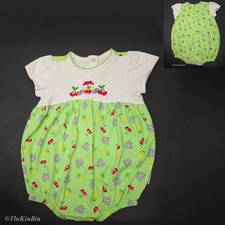 Vtg Healthtex Cherry Fruit Floral Bubble Romper White Green Sz 18 Months VGC