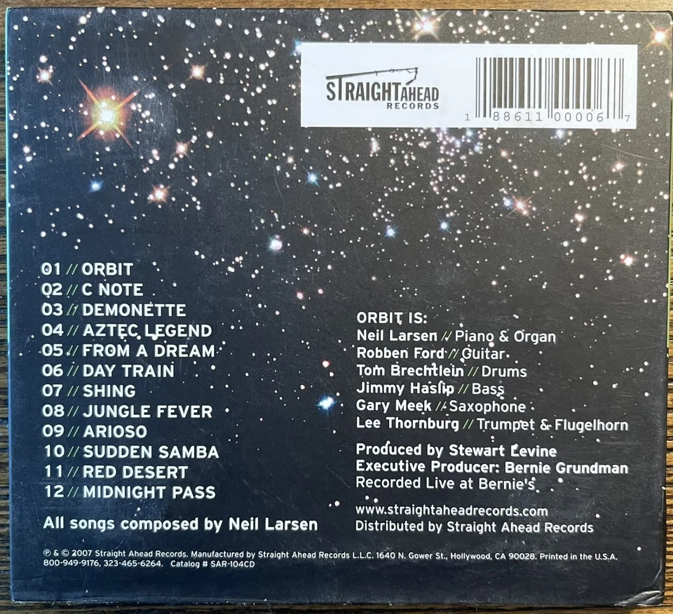 Neil Larsen - Orbit CD 2007 Jazz Fusion Straight Ahead Records Digipak :VG - Image 2 of 2
