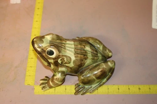 1930s Brush McCoy Matte Glazed Pottery Garden Frog 8" intemediate size